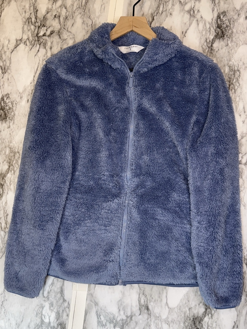 Primark Blue Fuzzy Zip-Up Jacket Size S NWT